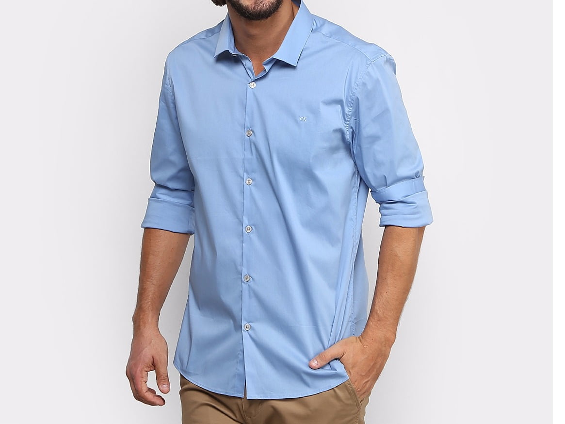 Camisa Calvin Klein masculina azul