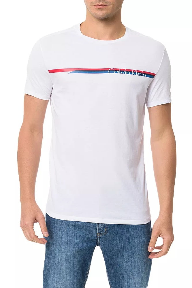 Camiseta Calvin Klein branca estampa palito