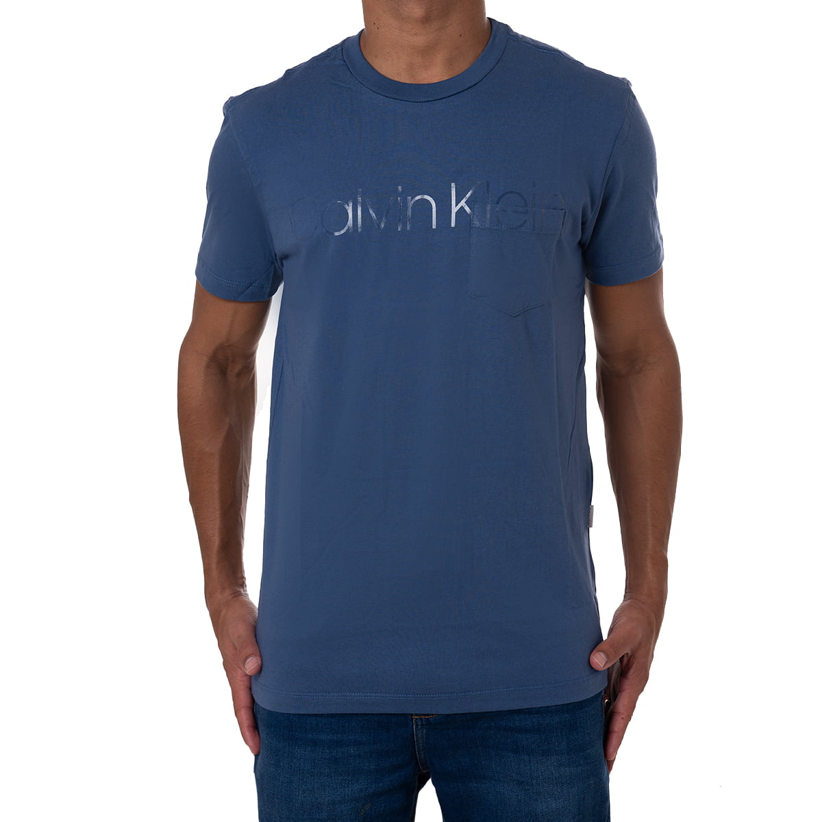 Camiseta masculina azul logo