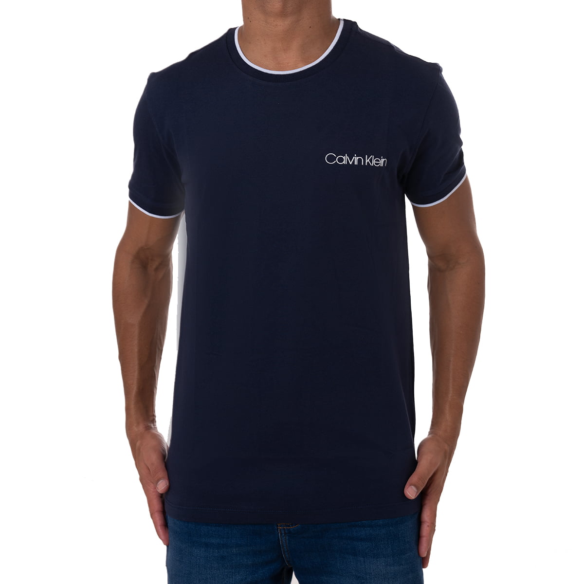Camiseta Masculina Azul Logo Calvin Klein