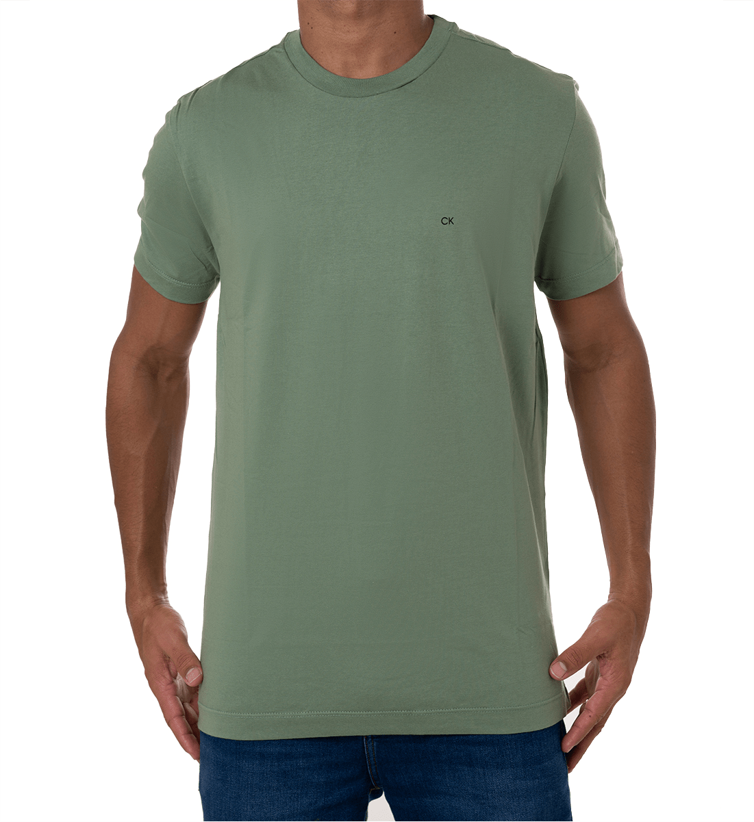Camiseta Masculina Básica Verde Militar Calvin Klein