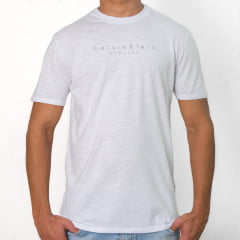 Camiseta Calvin Klein branca masculina logo espaçado
