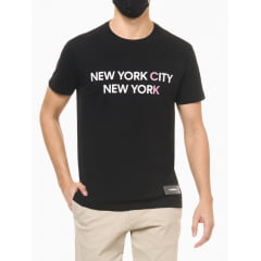 Camiseta Masculina Preta Regular New York
