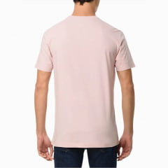 Camiseta masculina básica rosa logo espaçado