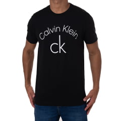 Camiseta Masculina Preta Logo Calvin Klein Estampa